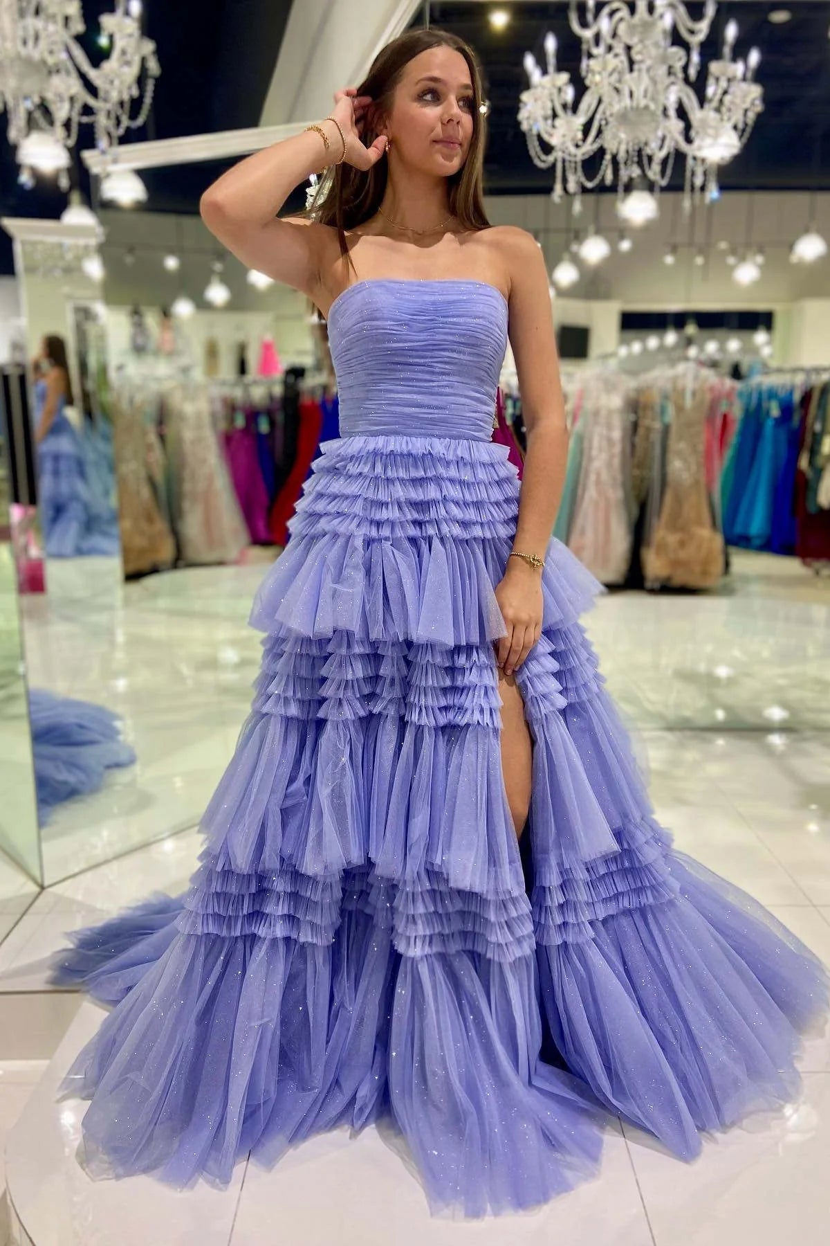 Ball Gown Court Train Tulle Prom Dress CS0700