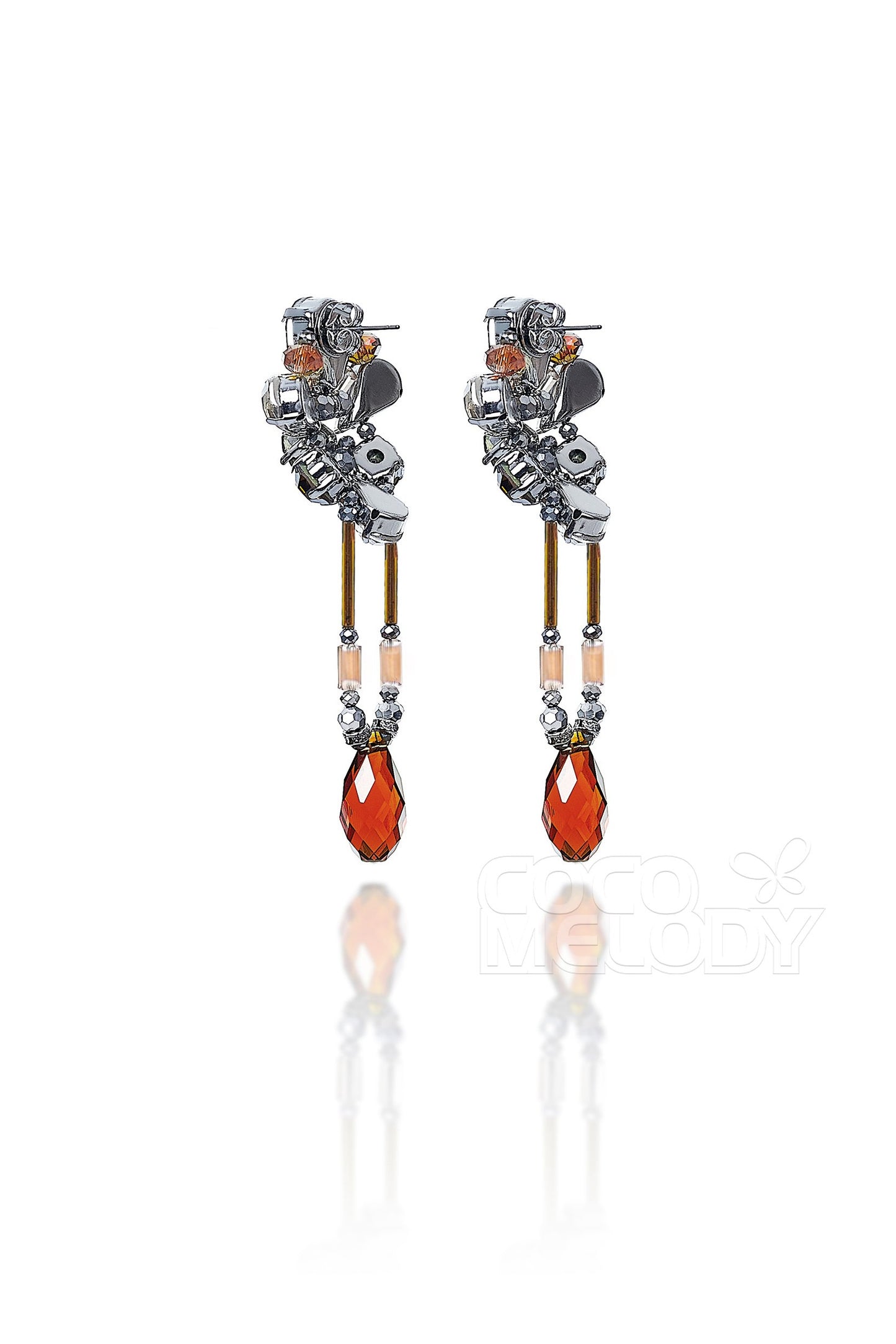 Fashion Alloy Wedding Earrings with Jewel HG18015