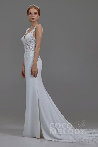 Mermaid Chapel Train Knitted Fabric Wedding Dress LD5816