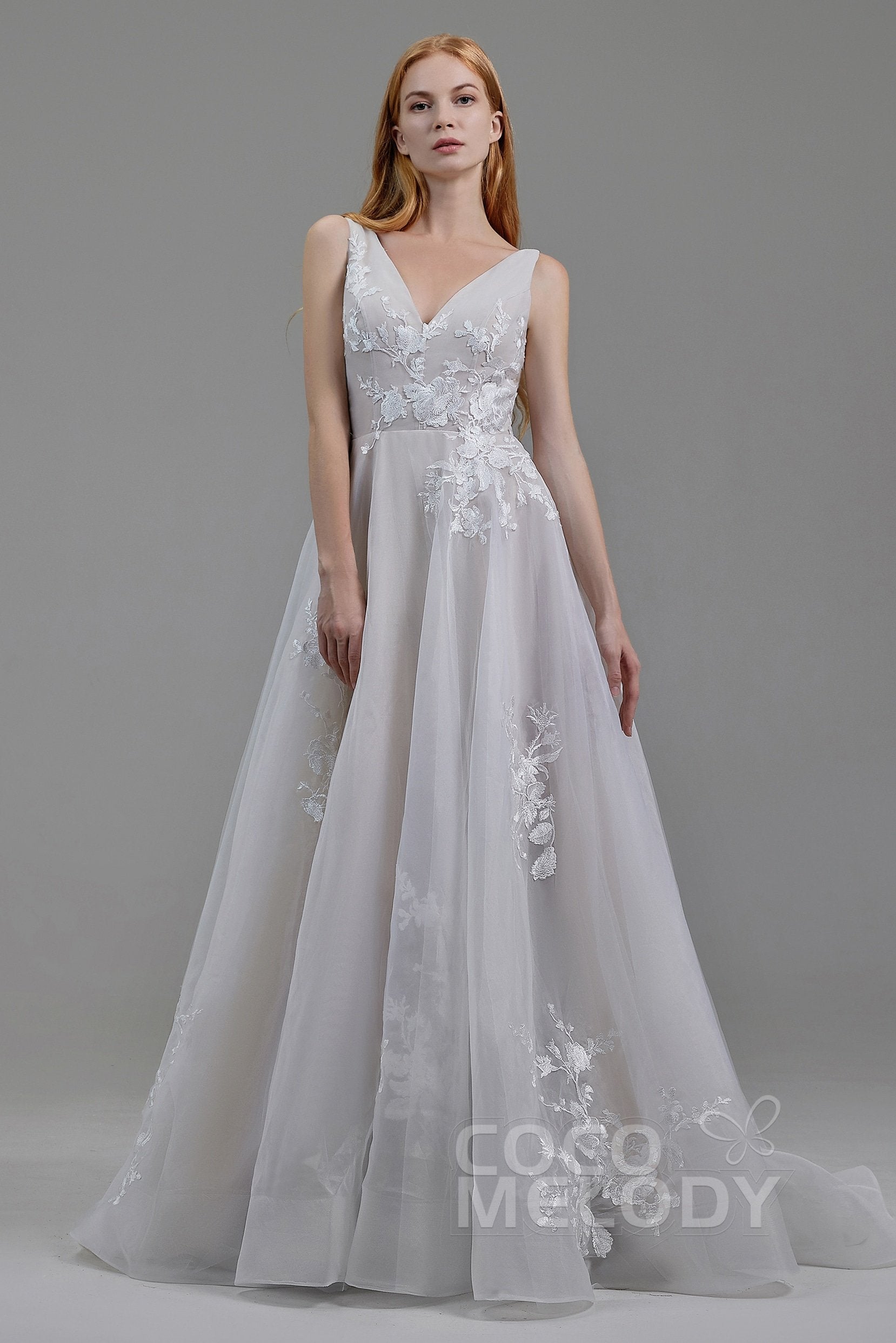 A-Line Sleeveless Zipper With Buttons Wedding Dress LD5862 – COCOMELODY