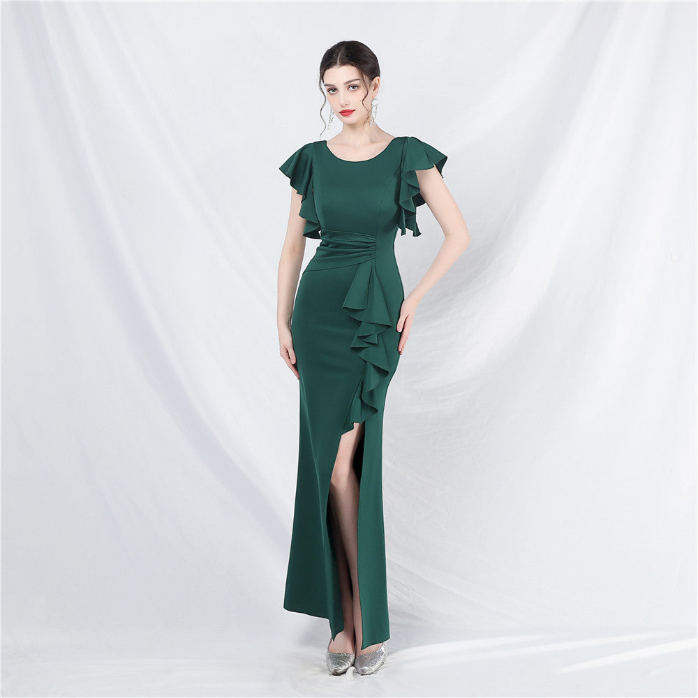 Sheath-Column Ankle Length Stretch Satin Dress 787169199492