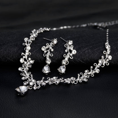 Necklace Earrings set Crystal clavicle necklace Wedding accessories jewelry set 806809386799