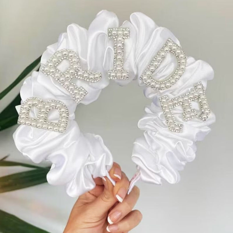 Bride English letters bride large intestine fold headband 731032023508