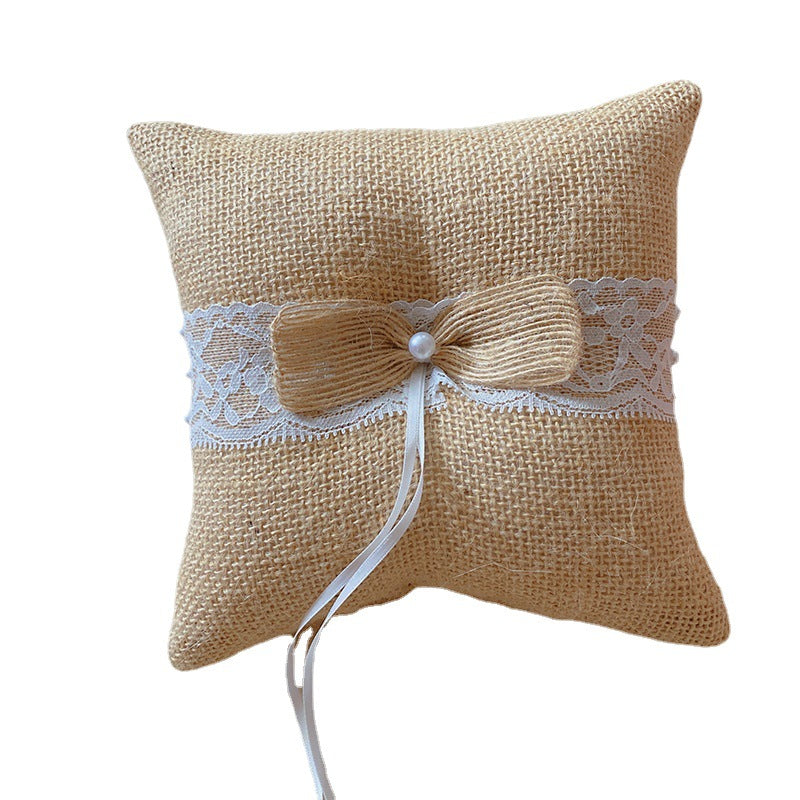 Linen ring pillow Bride wedding party ring pillow 702166828805