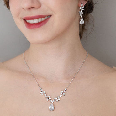 Light luxury diamond necklace Earrings Bracelet Set Simple full diamond bridal Jewelry Set accessories Jewelry set 733050580527