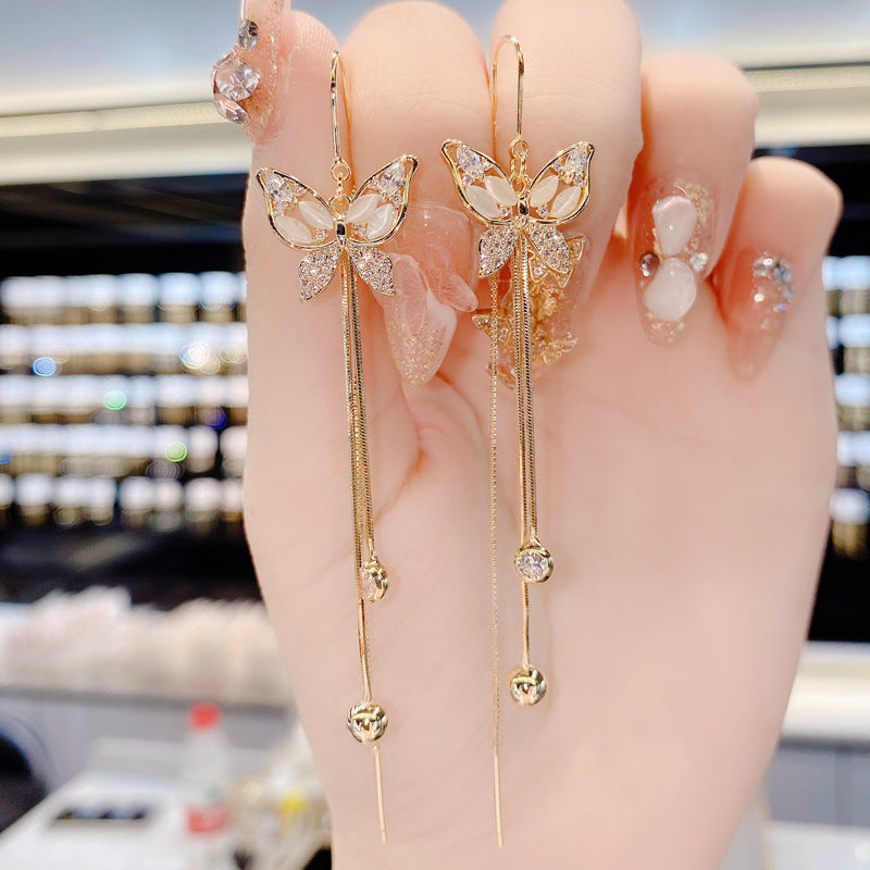 Zircon butterfly fringe earrings Fashion everything earrings 653045976680