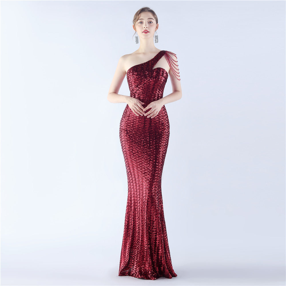 Sheath-column floor length sequined dress 785514826195