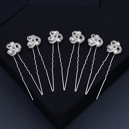 Bridal accessories Alloy flower rhinestone hairpin tray hair pin 641312692617