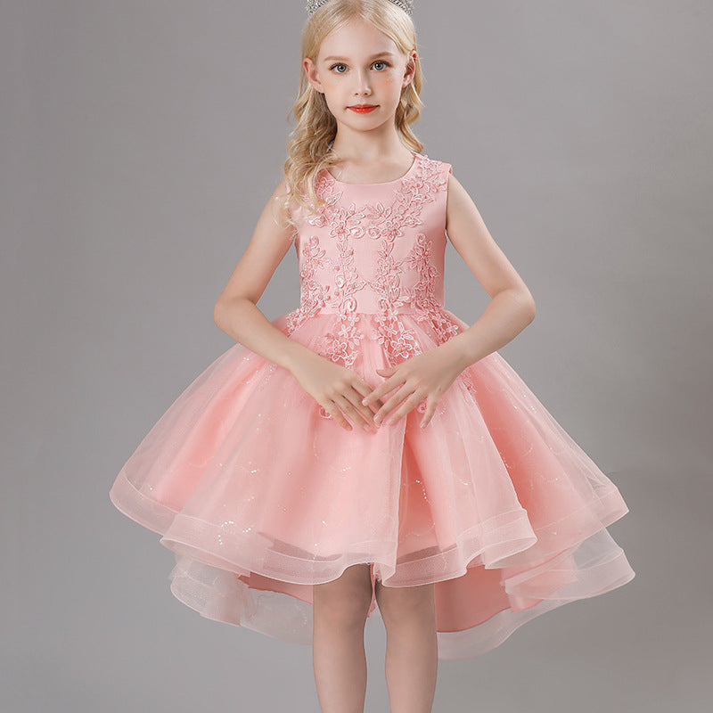 A-Line Scoop Neck Sleeveless High-Low Tulle Flower Girl Dresses 751391963514