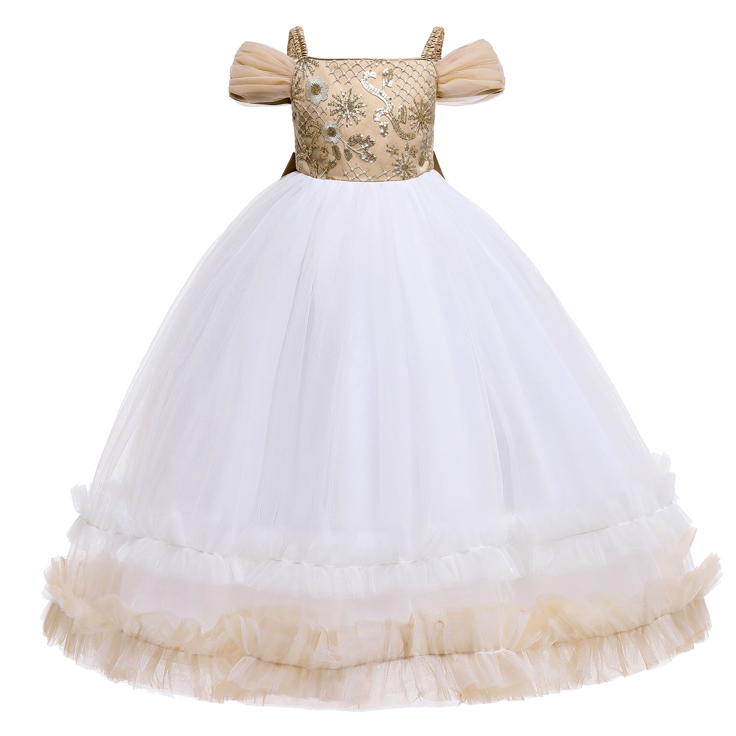 A-Line Maxi Sequined Tulle Flower Girl Dress 682893438731