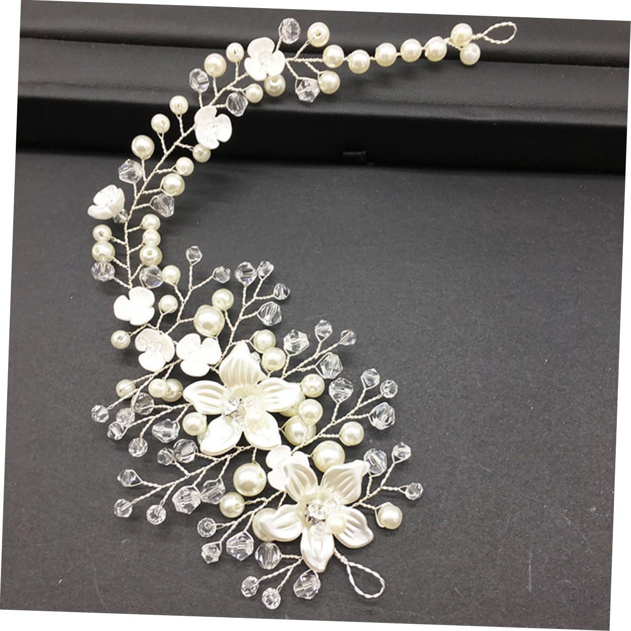 Bridal Handmade Hair accessories Flower Modeling Crystal Pearl twisting bead Headband Soft hair chain Headpieces 777998659051