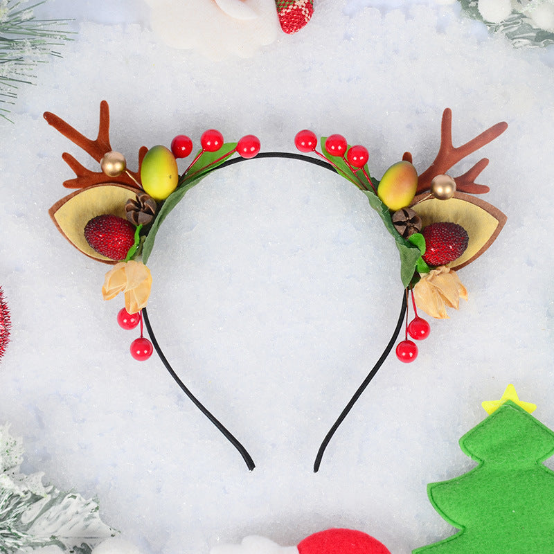 Christmas cat ears Berry headband Holiday party face wash antler headband 849471800595