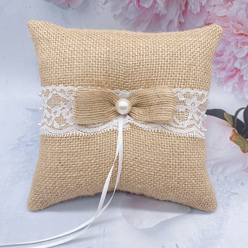 Linen ring pillow Bride wedding party ring pillow 702166828805