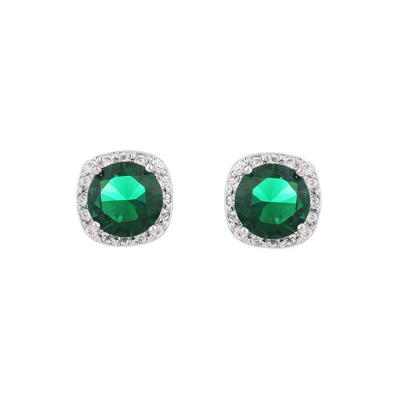 Color small square diamond earrings nail zircon earrings 528019159543