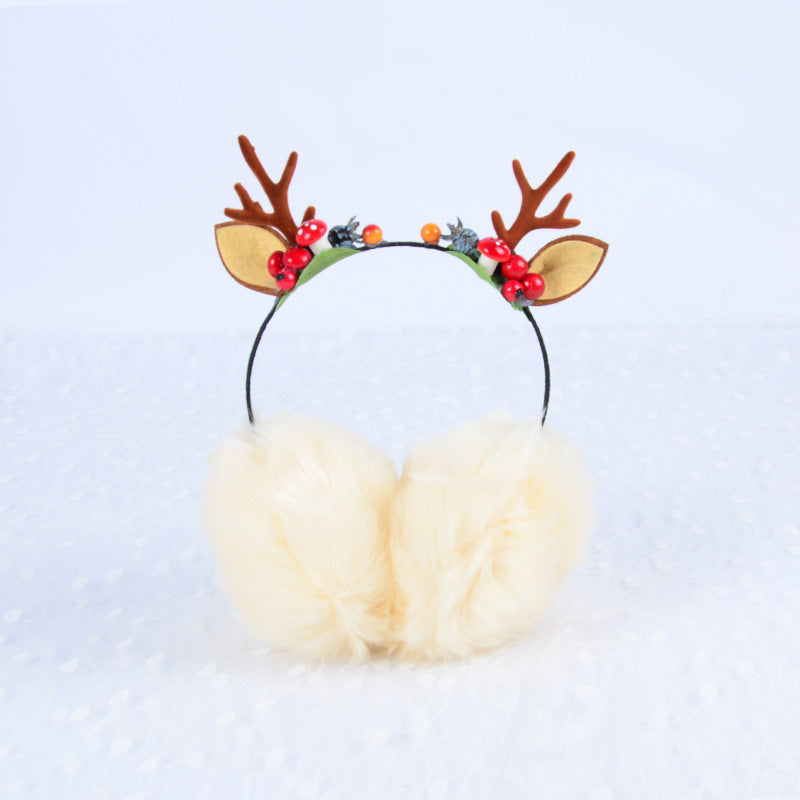 Christmas elk antlers Winter warm earmuffs Cute cat ear headband headdress 849465740917