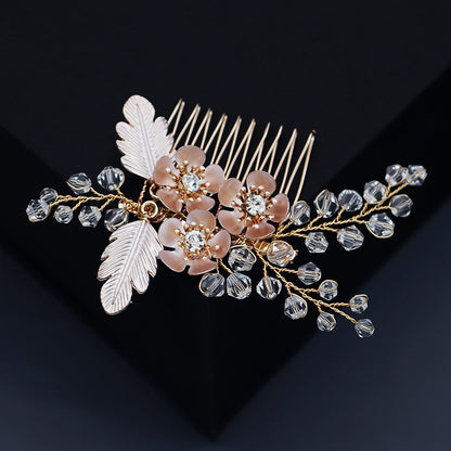 Bridal Accessories Hairpin Hair set Handmade crystal flower hair comb Pearl comb 643477798259