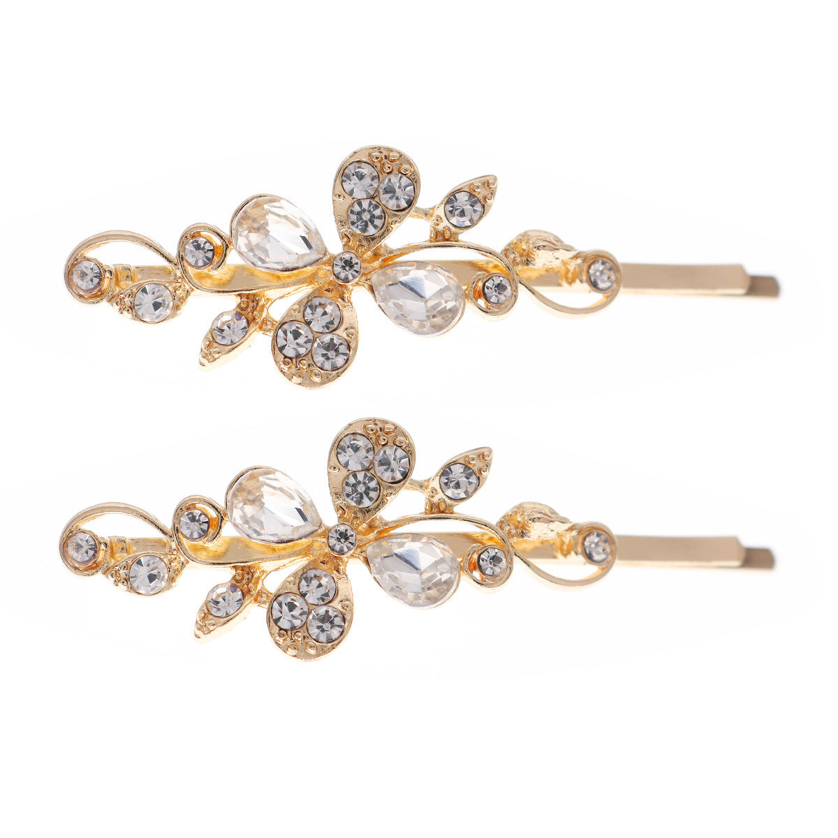 Hair accessories Metal Hair Clips Broken bangs One line clip leaf rhinestone alloy hair clips 679973510035