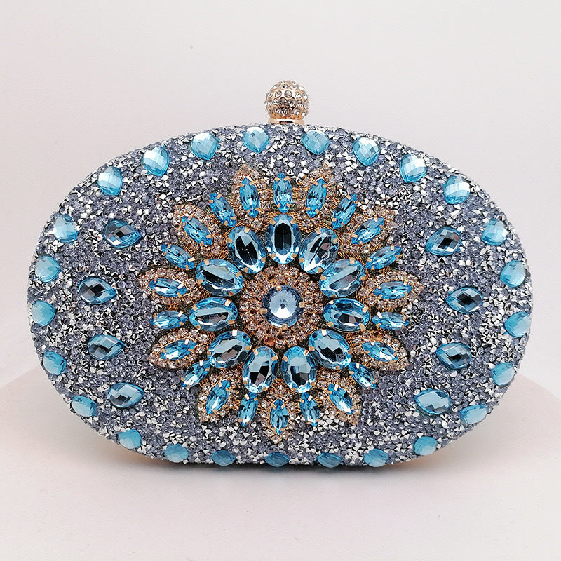 Shell full of diamonds glitter glass rhinestones wedding banquet dinner bag 736519933092