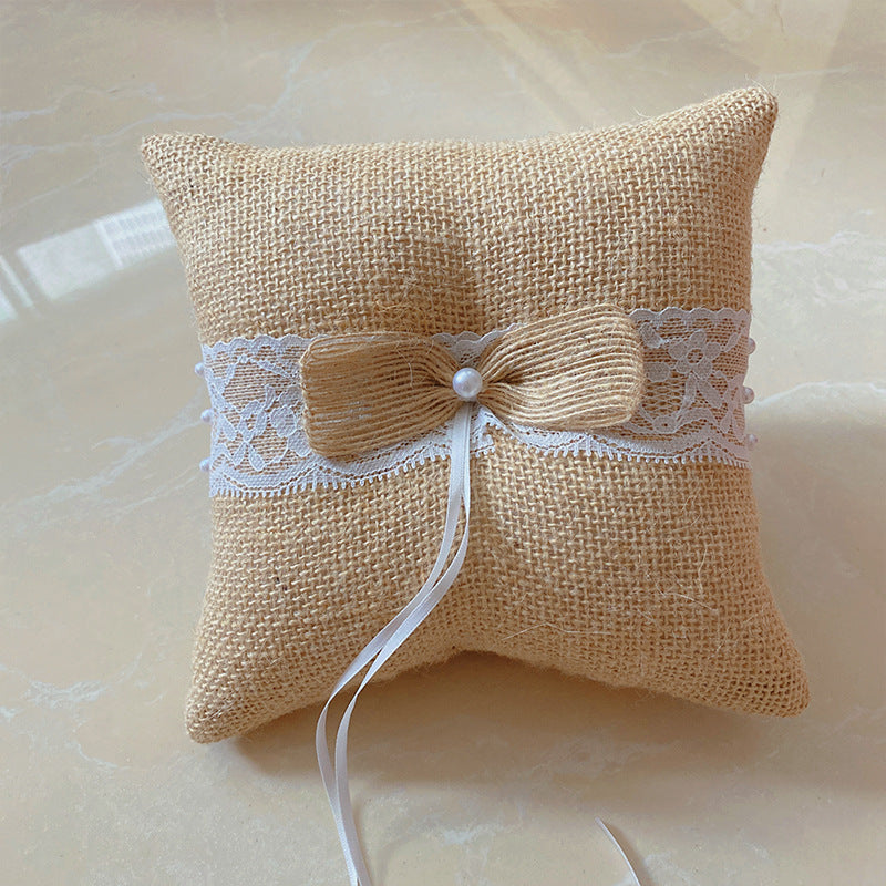 Linen ring pillow Bride wedding party ring pillow 702166828805