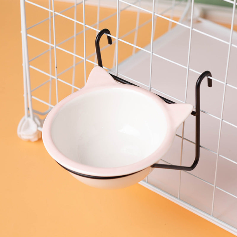 Hanging ceramic cat bowl Drinking bowl anti-upset fixed hanging cage 719925463826