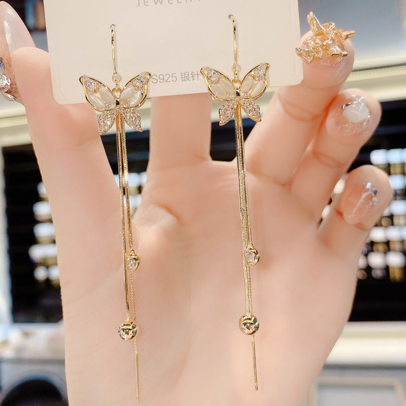 Zircon butterfly fringe earrings Fashion everything earrings 653045976680