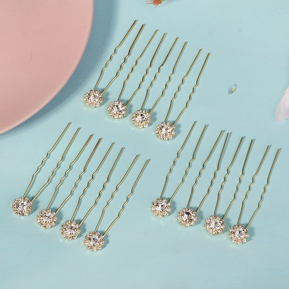 Rhinestone hairpin Light luxury deluxe bridal hairpin for women Hairpin accessory Sun flower hairpin set 768734557147