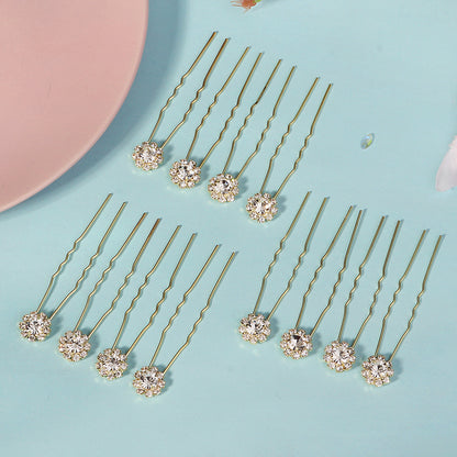 Rhinestone hairpin Light luxury deluxe bridal hairpin for women Hairpin accessory Sun flower hairpin set 768734557147