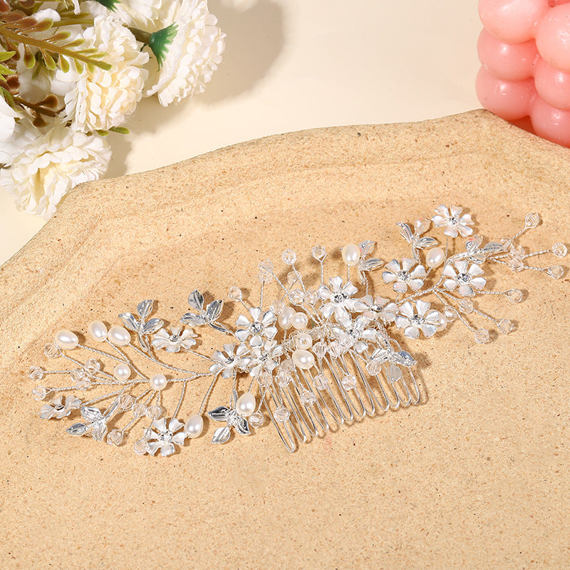 Crystal Pearl handmade crystal hair comb 716836390112