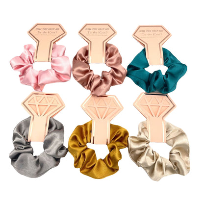 Crown Card Crystal Satin scrunchie Wedding party Gift Fashion solid color hair tie set 676812975531