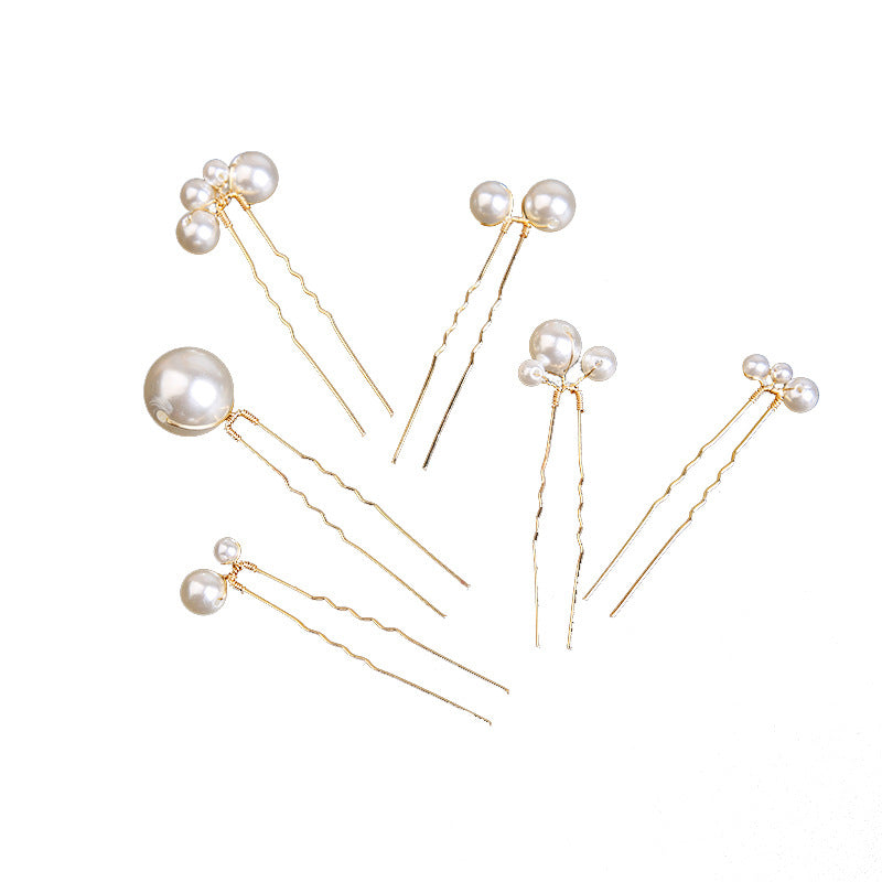 U-shaped Pearl Brida Hairpins 6 piece 684476301257