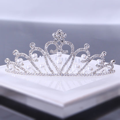 Bride's hair tiara Bride's little tiara with comb rhinestone pearl tiara 651428713487