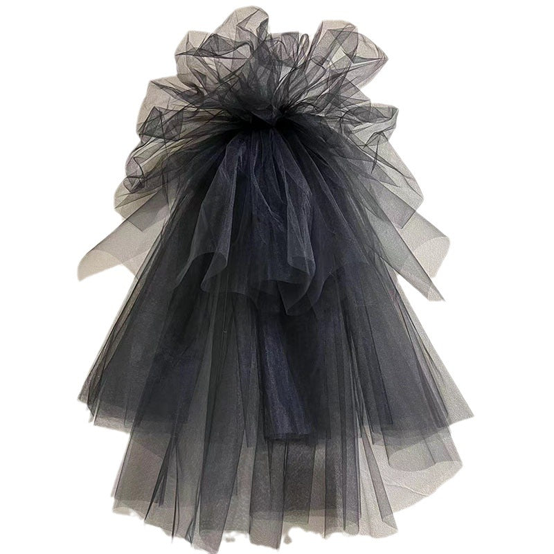 Wedding Headwear Pommel Gauze Black Styling Gauze Gothic Style 740756682227