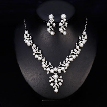 Bride necklace Earrings two-piece rhinestone Bride set Necklace Wedding jewelry Wedding jewelry set 563237845915