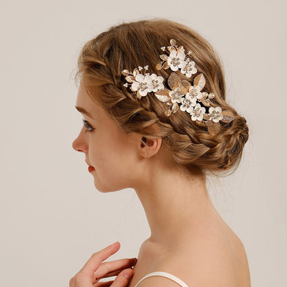 Vintage Leaf Flower hairpin set Bridal Wedding Headwear Handmade Hairpin and comb 771959289349