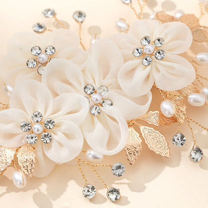 Beautiful white flower handcrafted hair clip Wedding hair accessories Diamond pearl hair clip 753896048928