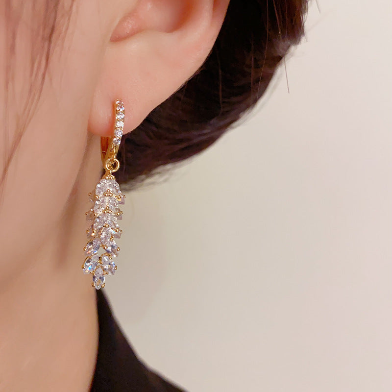 Earrings Bright Nebula Zircon Pearl Earrings 748956093496