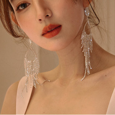 Fancy dress earrings full of drill drops tassel earrings 731767355368