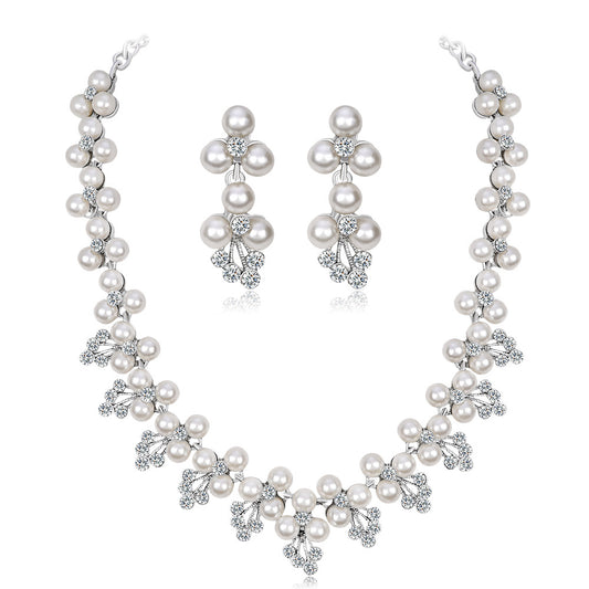 Pearl rhinestone bridal necklace set Wedding Necklace jewelry Wedding Accessories jewelry set 563391827326