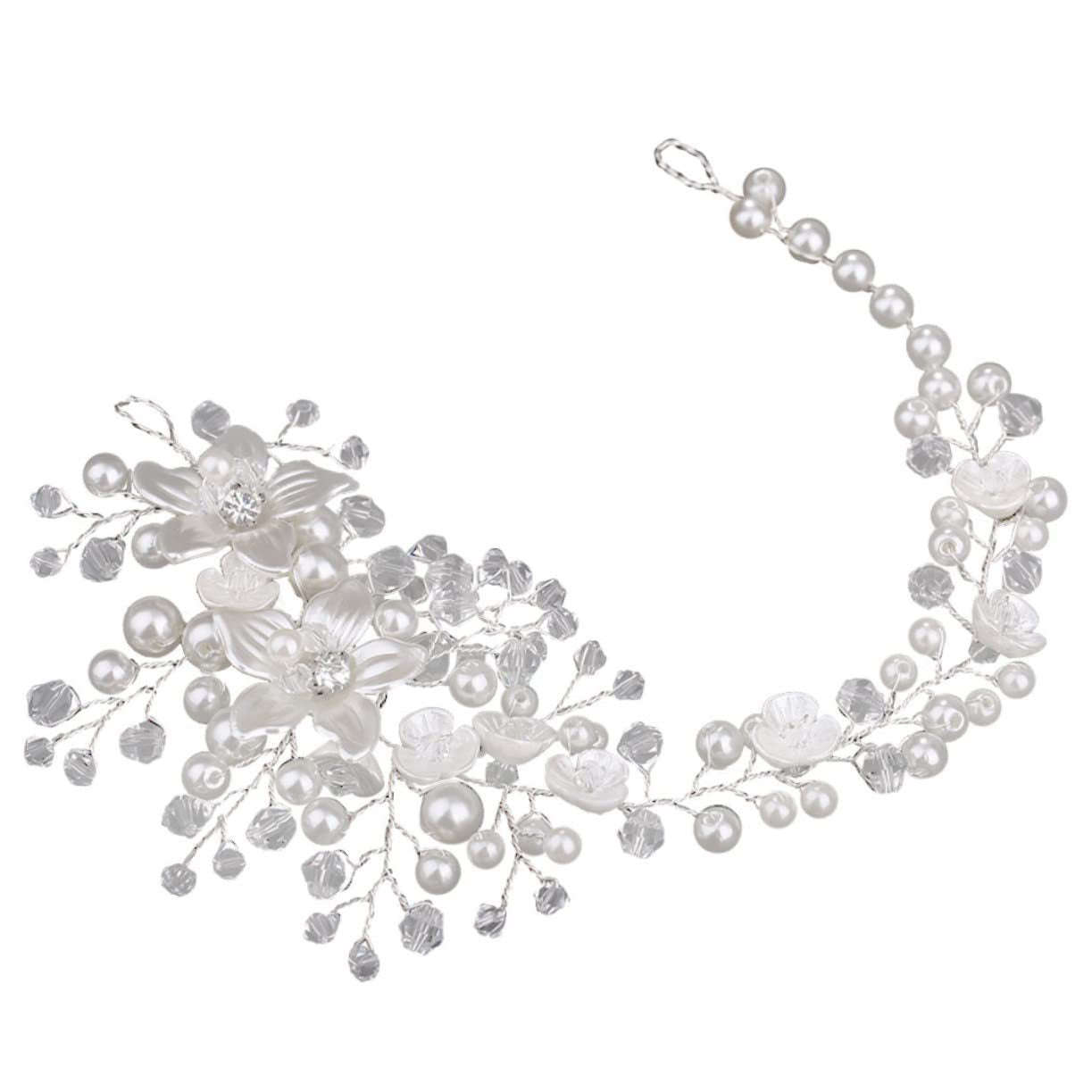 Bridal Handmade Hair accessories Flower Modeling Crystal Pearl twisting bead Headband Soft hair chain Headpieces 777998659051