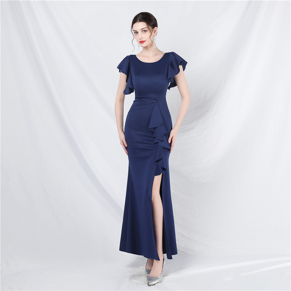 Sheath-Column Ankle Length Stretch Satin Dress 787169199492