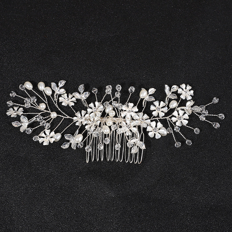 Crystal Pearl handmade crystal hair comb 716836390112