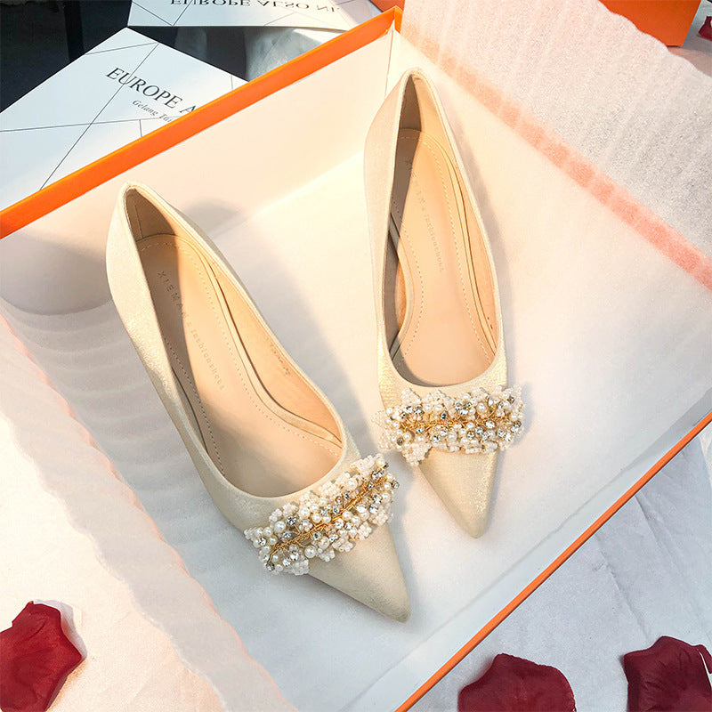 Wedding bridal shoes Dress shoes pointed high heels 683923492274