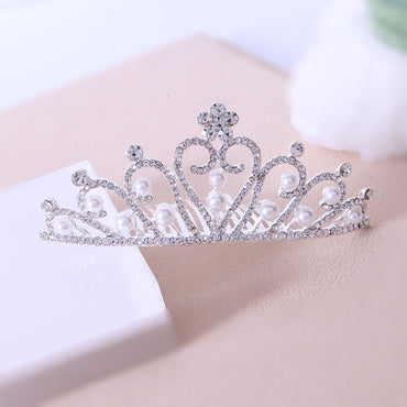 Bride's hair tiara Bride's little tiara with comb rhinestone pearl tiara 651428713487