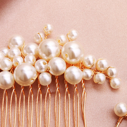 Bridal Accessories Sweet headdress set Handmade pearl U-shaped hair comb 596845385157