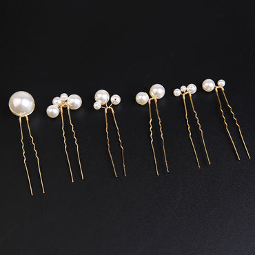 U-shaped Pearl Brida Hairpins 6 piece 684476301257