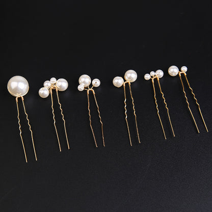 U-shaped Pearl Brida Hairpins 6 piece 684476301257