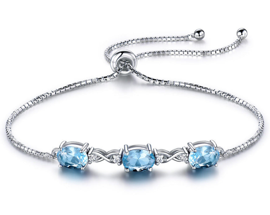 Sky blue topaz adjustable bracelet 615508967871