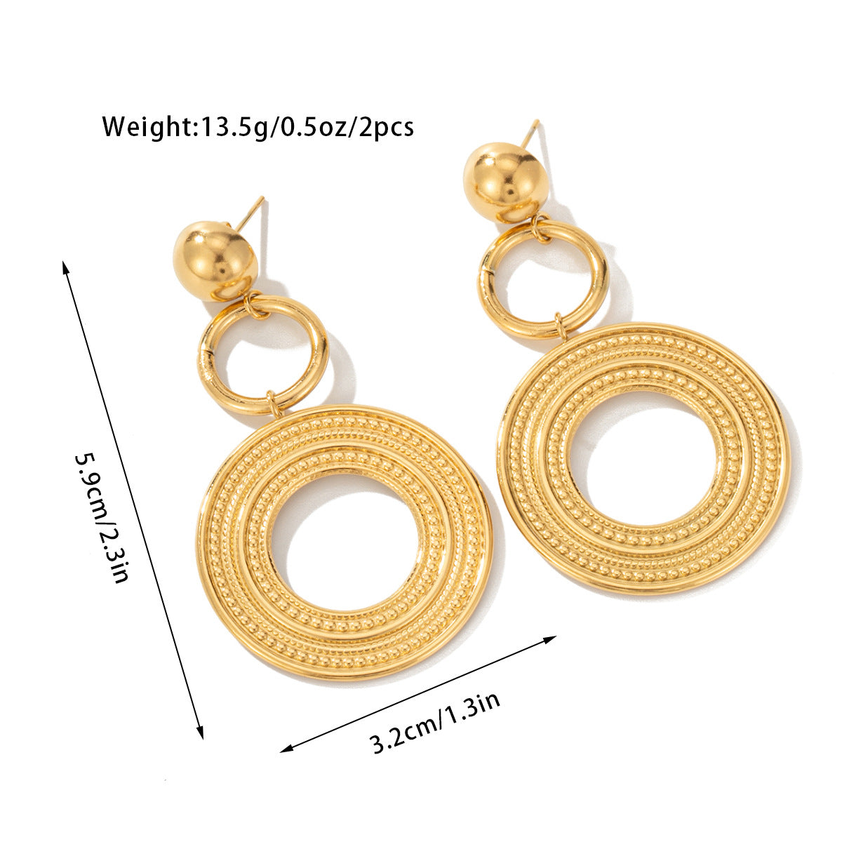 Exaggerated Big Earrings Niche Design Titanium Steel Gold-Plated Earrings 782015326238