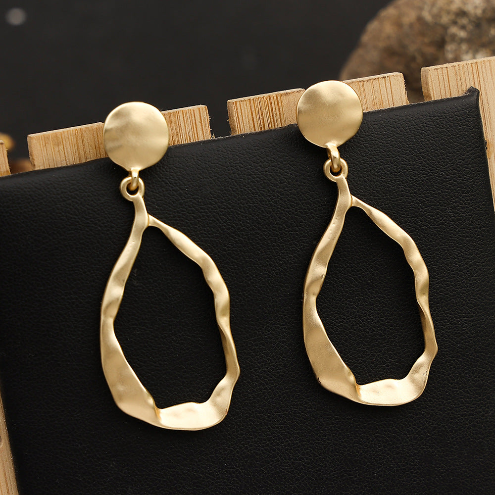 Drop shape striking surface stylish simple atmospheric earrings 676473740910