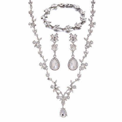 Luxury Drop bride Wedding dress Jewelry set Necklace Earrings Bracelet three-piece set  805785312365